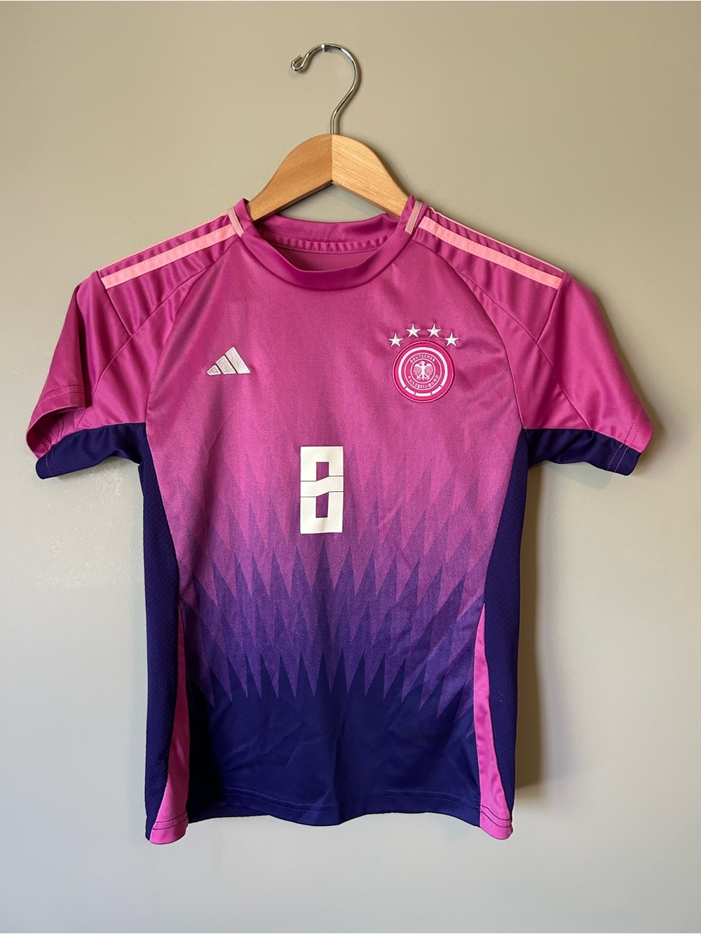 Adidas Kids Youth Kroos Pink & Purple Number 8 Soccer Jersey